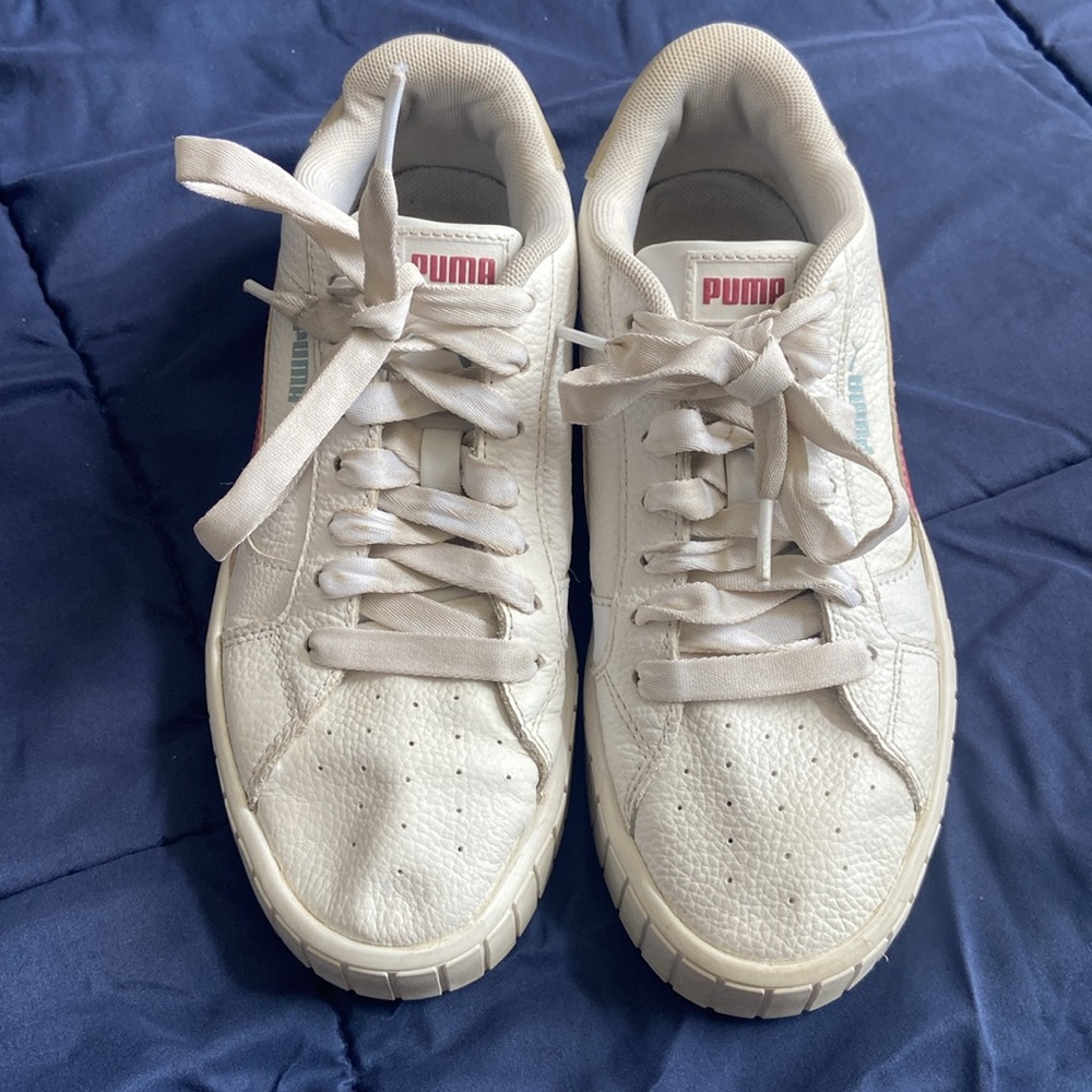 Puma low-top sneakers in cream, white, pink and light blue